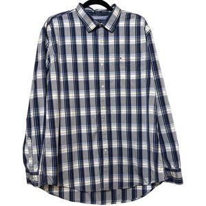 Tommy Hilfiger 80's 2 Ply Fabric Button-Down Plaid Shirt Custom Fit Men Size XL